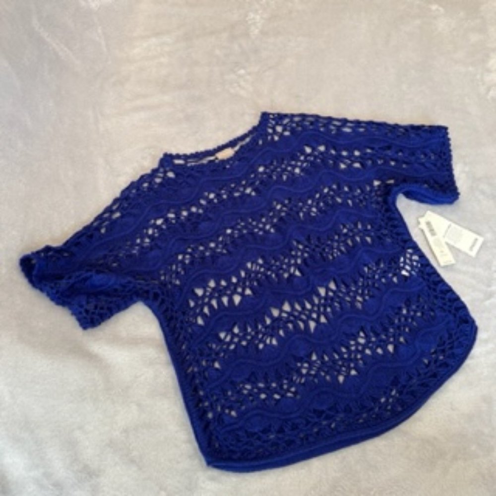 Chico's Women's Crochet Top Shirt Chico Size 0 Colbalt Blue